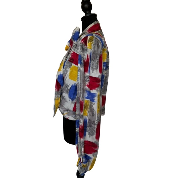 Vintage Francesca Of Damon For Starington Vibrant Multicolor Silk Blouse Size 12 - Picture 4 of 7